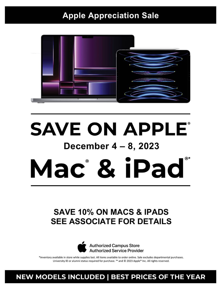 ‼️BIGGEST Apple Sale of the year ‼️From Dec 4-8 all MacBooks and iPads are 10% off! Perfect for the holiday season! 🎊🎁