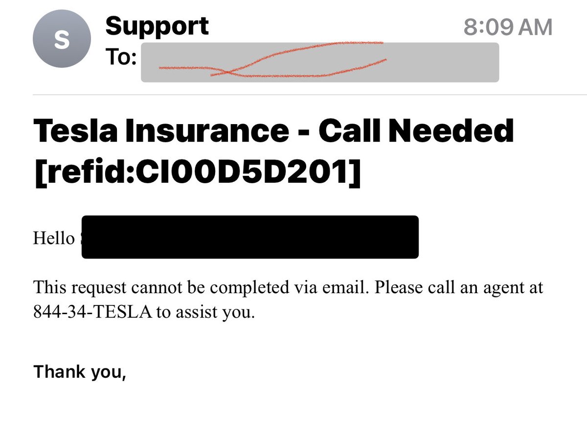 bandaram's tweet photo. ⁦@elonmusk⁩, Tesla insurance service is Horrible.. they take multiple hours to respond. The mobile app claims it can do routine changes, but when I do make the change, I get email to contact support! We have three Teslas covered, but not sure how long I can stay a customer. https://t.co/dh2zUvBEf5