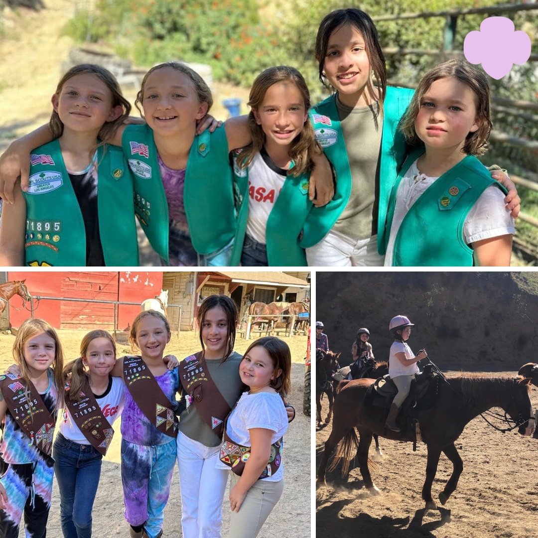 Troop 71895 not only bridged from their Girl Scout Brownie level to Junior level, but they did it while riding horses! What an imaginative way to mark their growth as Girl Scouts, creating a fantastic memory in the process. 🐴💚 #girlscouts #girlscoutsla