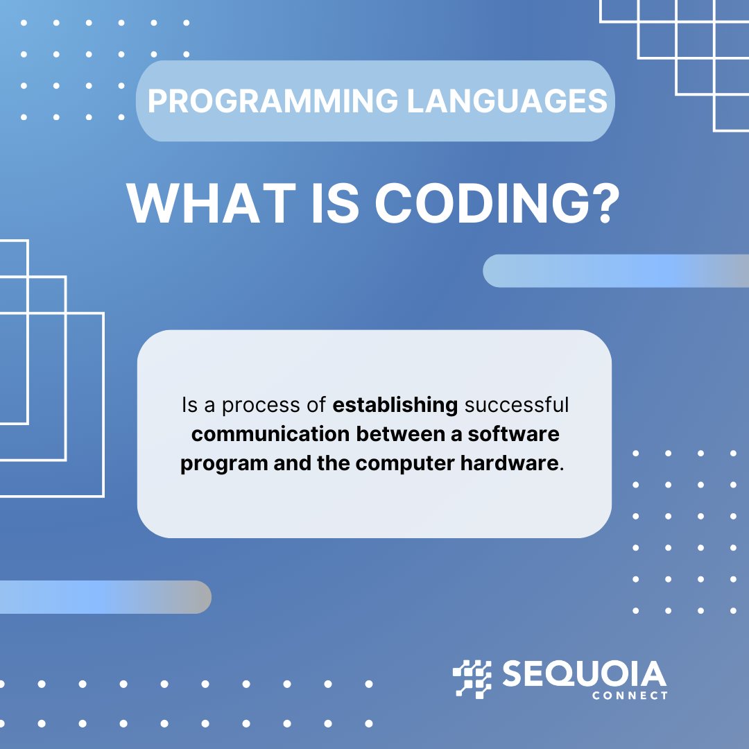 SequoiaConnect's tweet image. Coding: The language of technology. It&apos;s how we tell computers what to do. Explore the digital world and make things happen! 

#SequoiaConnect #Coding101 #ProgrammingLanguages