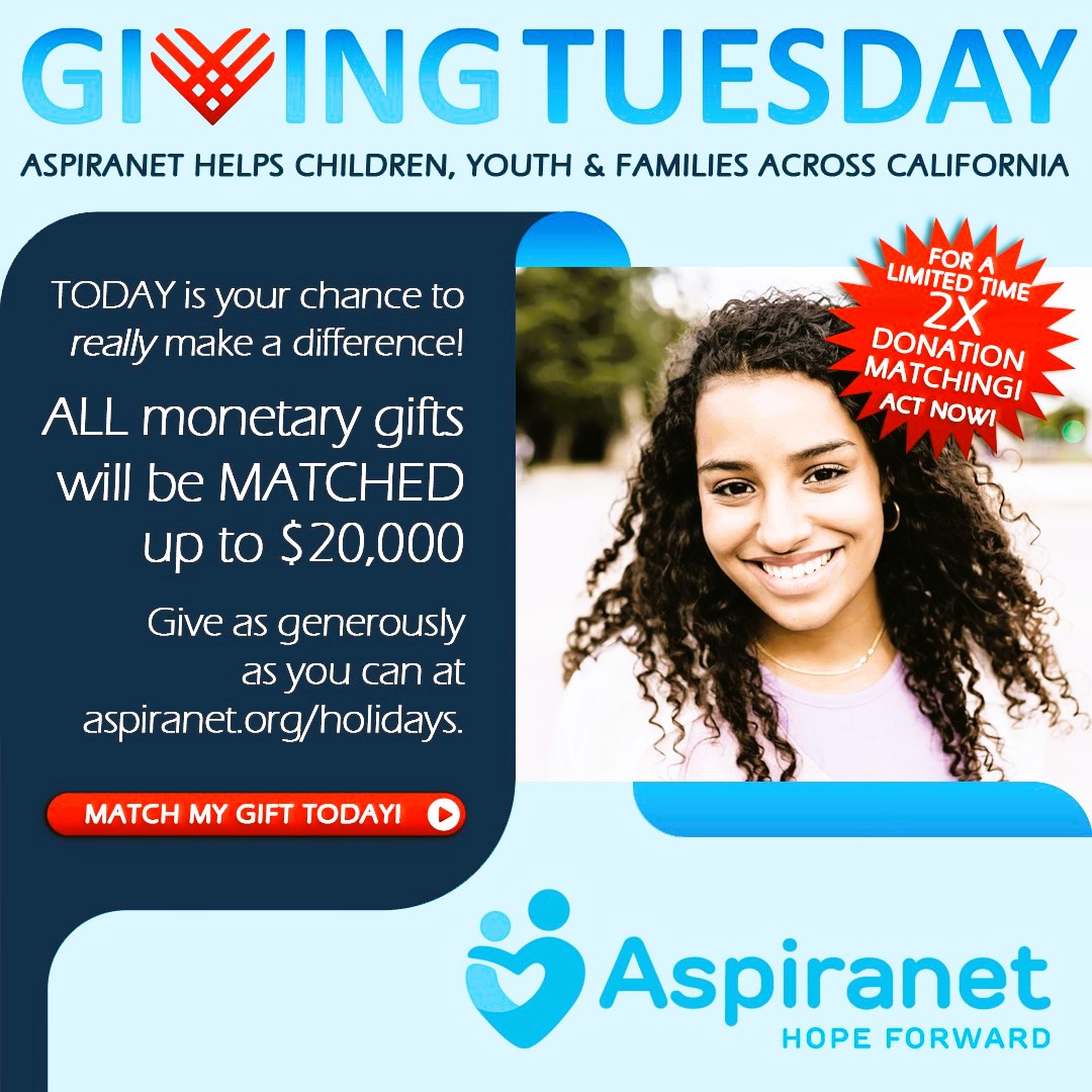 Empower Foster Children for a Brighter Tomorrow this Giving Tuesday. Stand with Us Today at aspiranet.org/holidays