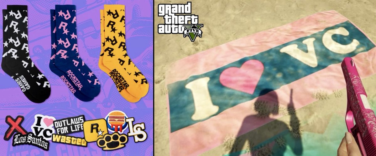 Rockstar Games just dropped some merch including “I🩷VC” sticker and Vice City-themed socks ahead of the GTA 6 reveal in December.