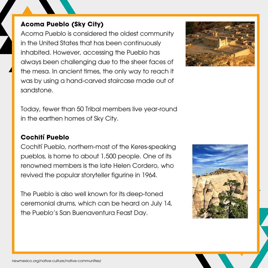 nativelandinst's tweet photo. 1/3 Celebrating #Native with a journey through NM's indigenous communities. NMo has 19 Pueblos, each with its unique history and culture. From Acoma's sky city to Taos's vibrant community, these Pueblos are living legacies: #nmpol #nmleg #nmtrue #newmexico https://t.co/Qmvr0oxT9E