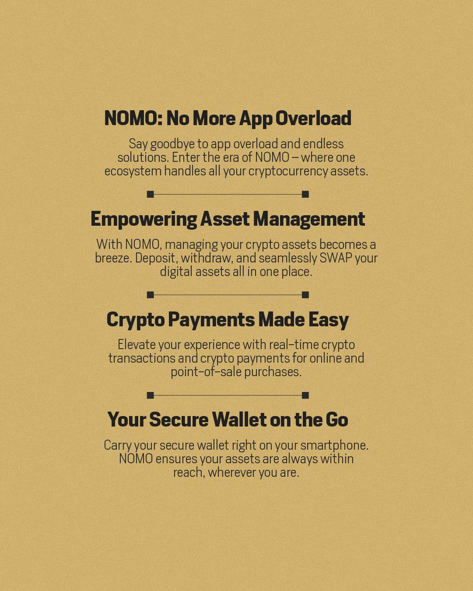 NOMO App by ZENIQ – your passport to secure and effortless access to your digital assets, whenever you need them. 🌐📲

🔐 100,000 Users Trust NOMO App. 
Join over 100,000 users who trust the NOMO App to simplify their crypto asset management!