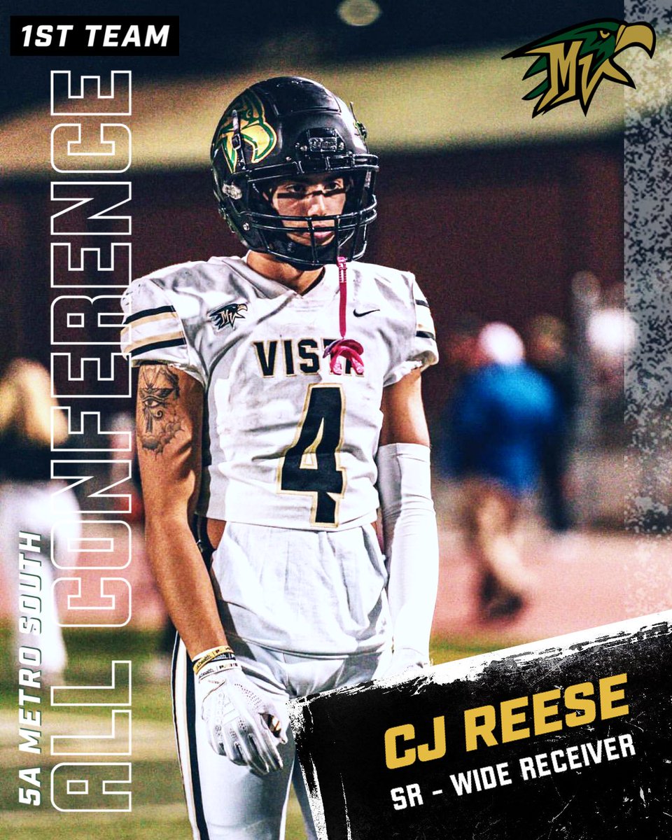 VistaGridiron's tweet photo. 🏈🦅 Congratulations CJ Reese for earning a 2023 5A Metro South 1st  Team All Conference recognition for WR this season. #ALLIN #vistafootball23 #goldeneagles #vistanation #mvhsathletics @mvhsupdates @mvunit @mvistaathletics @vista_now
📸 Ty Hunter https://t.co/movZd03erm