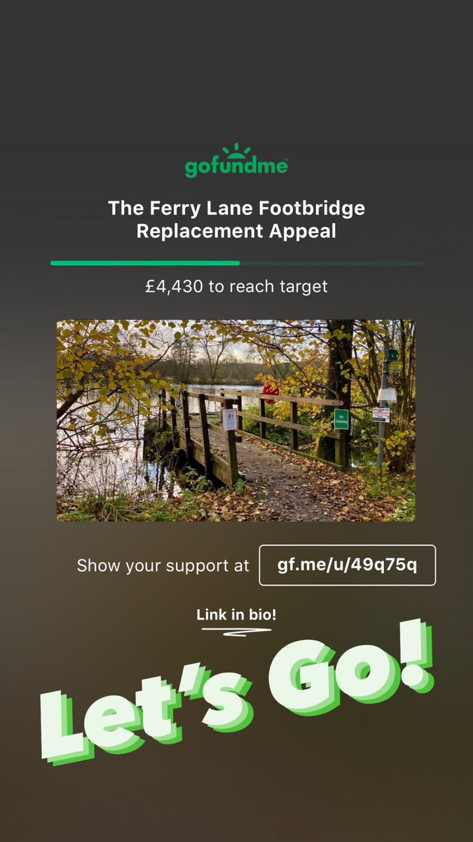 50% secured
in our Ferry Lane,
Medmenham Footbridge
Replacement Appeal. Every little helps.
Donate at bit.ly/46n9CtS. <a href="/mymarlow/">Sandra Erger</a> @thehenleystandard <a href="/bucksfreepress/">Bucks Free Press</a>