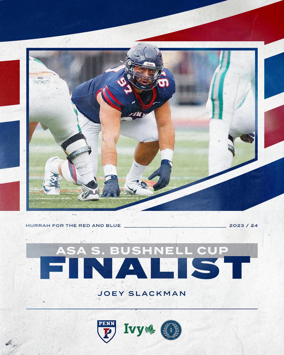 🏆 𝐃𝐄𝐅𝐄𝐍𝐒𝐈𝐕𝐄 𝐏𝐋𝐀𝐘𝐄𝐑 𝐎𝐅 𝐓𝐇𝐄 𝐘𝐄𝐀𝐑 𝐅𝐈𝐍𝐀𝐋𝐈𝐒𝐓 🏆

<a href="/JoeySlackman/">Joey Slackman</a> is headed to NYC on Dec. 11 for the presentation of the Bushnell Cup as a finalist for the <a href="/IvyLeague/">Ivy League</a>'s best defensive player!

📰 bit.ly/49QyPQx

#FightOnPenn x #BEGREAT