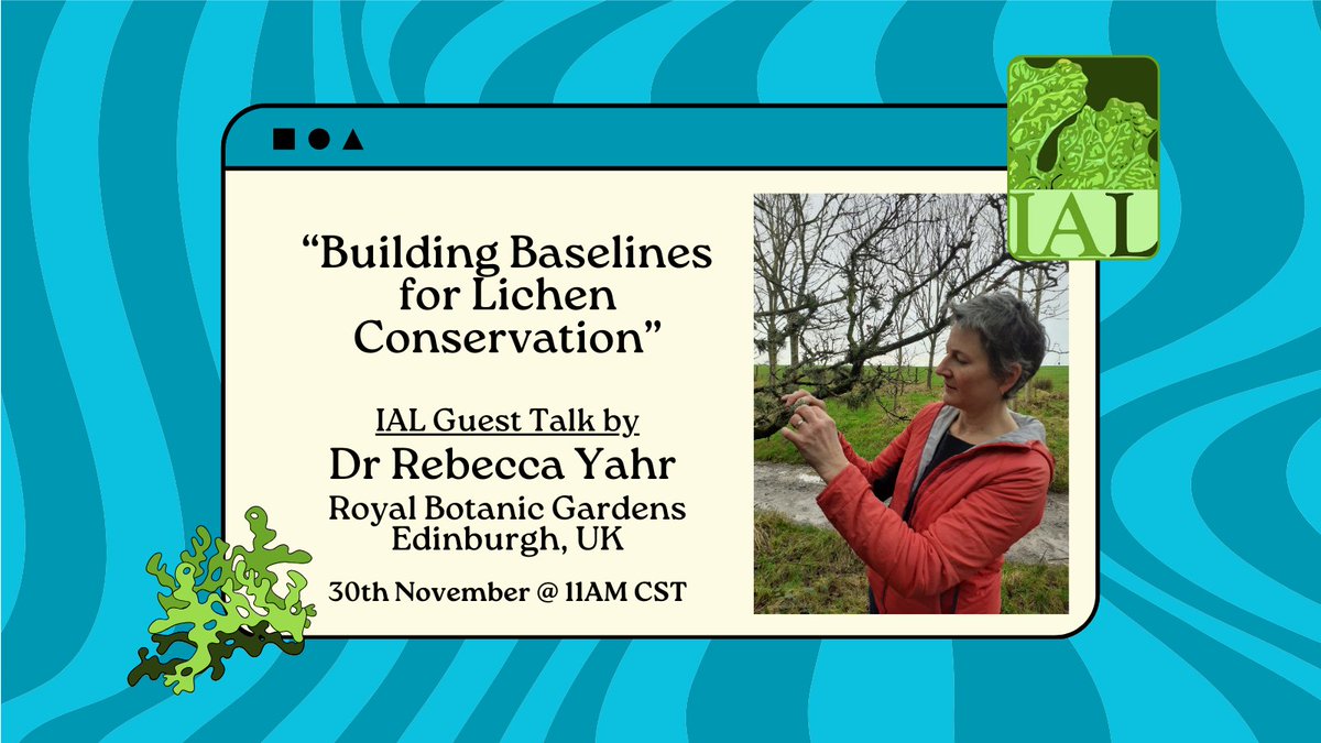 ial-lichenology (@ial_lichenology) on Twitter photo This week we will have the talk 'Building Baselines for Lichen Conservation' by Dr <a href="/rebecca_yahr/">Rebecca Yahr</a> (Royal Botanic Gardens Edinburgh). We encourage discussion regarding conservation and careers in #lichenology
Specially aimed at early career lichenologists.
ial-lichenology.org/courses-trips/… This week we will have the talk 'Building Baselines for Lichen Conservation' by Dr <a href="/rebecca_yahr/">Rebecca Yahr</a> (Royal Botanic Gardens Edinburgh). We encourage discussion regarding conservation and careers in #lichenology
Specially aimed at early career lichenologists.
ial-lichenology.org/courses-trips/…