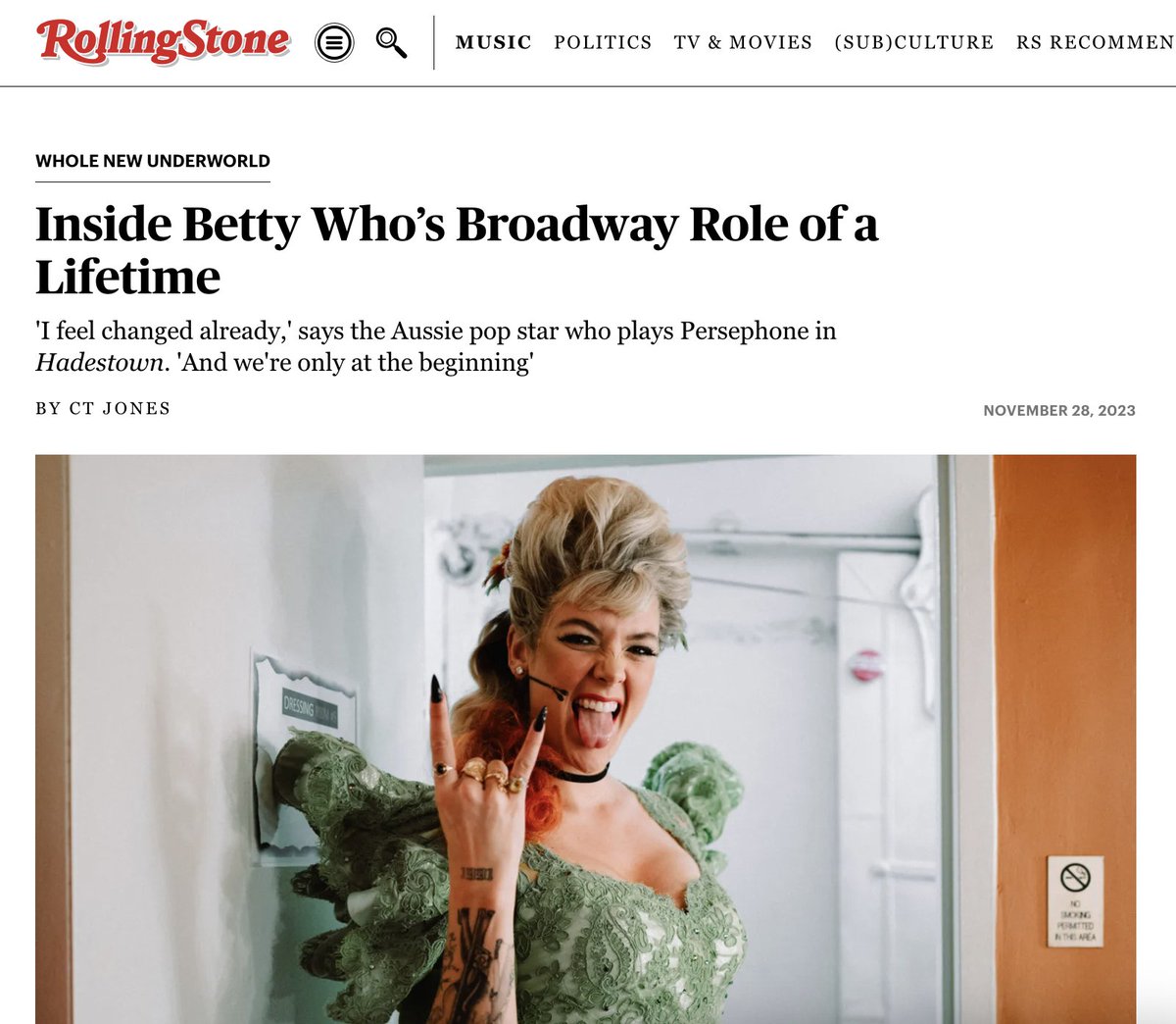 reading headlines like this breaks my brain 🤯 so grateful to be living out this dream!!! thank you to @RollingStone and CT for this thoughtful piece. i if you wanna read the full article: rollingstone.com/music/music-fe…