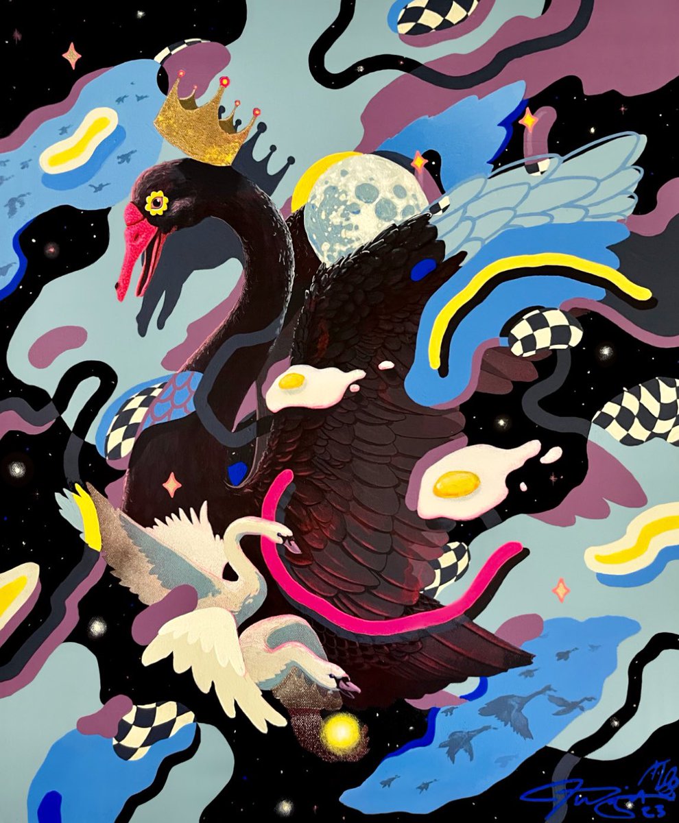 jaredwrightart's tweet image. Hey Twitter friends and fam! 🦉✌️

My latest piece “Black Swan/ Winds of change” is available now only on @SuperRare 💎 

It also comes with the original physical painting! 

Accepting offers now 💜🙏