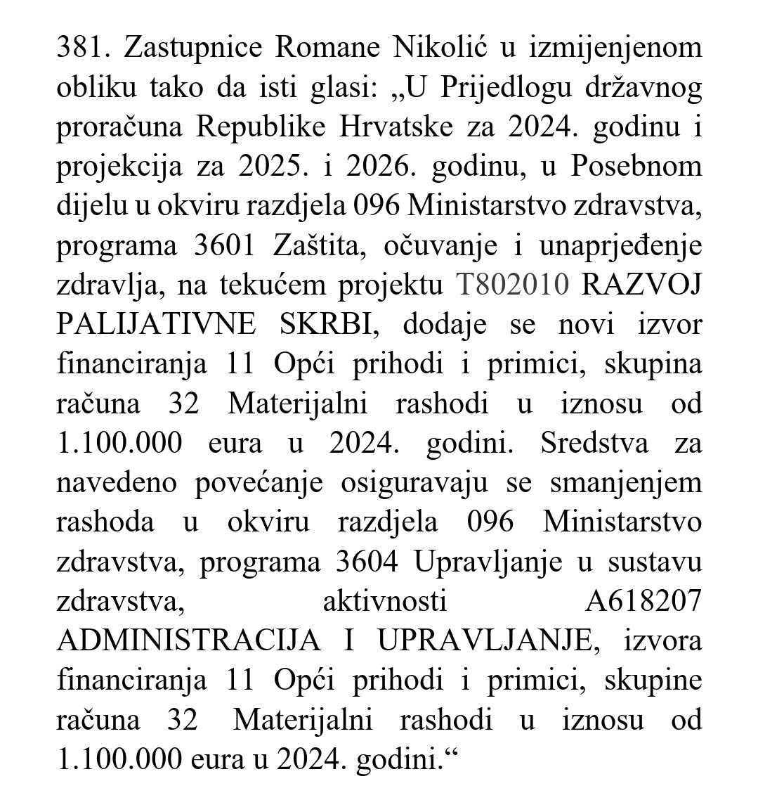 Prihvatili amandman za razvoj palijativne skrbi. Sada je samo bitno da se navedena sredstva rasporede uvažavajući regionalnu raznolikost u potrebi. Nadam se da sam uspjela pridonijeti razvoju i kvaliteti palijativnih bolesnika.
#socijaldemokrati #nasahrvatska #nasazemljanasiljudi