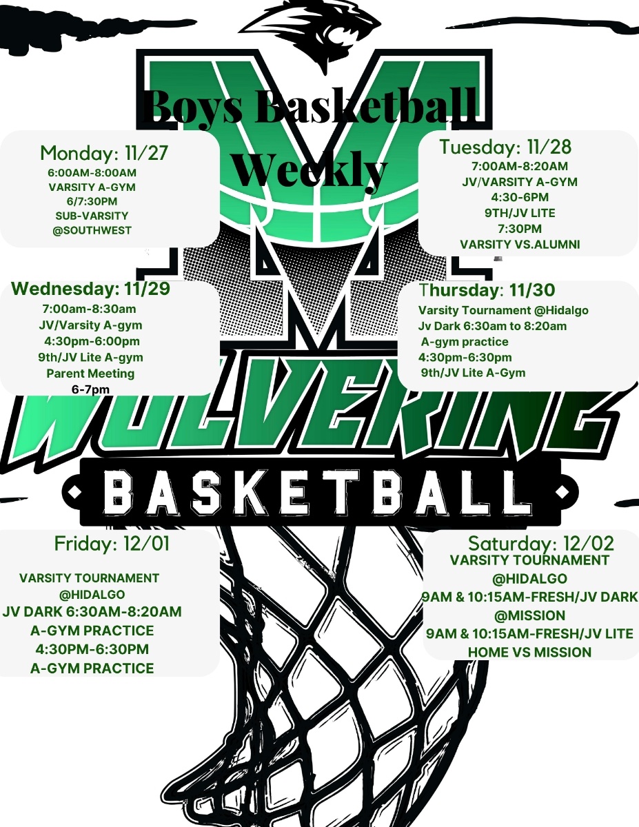 This weeks schedule  🏀