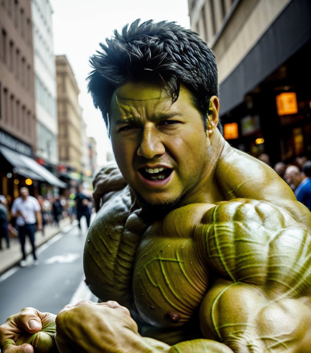 marc_saltzman's tweet photo. Marc smash! Me as a Marvel superhero at #AWSReInvent #BuildersFair, leveraging #GenAI #AI, #cloud and other technologies #Hulk https://t.co/ASu7DyTMpQ