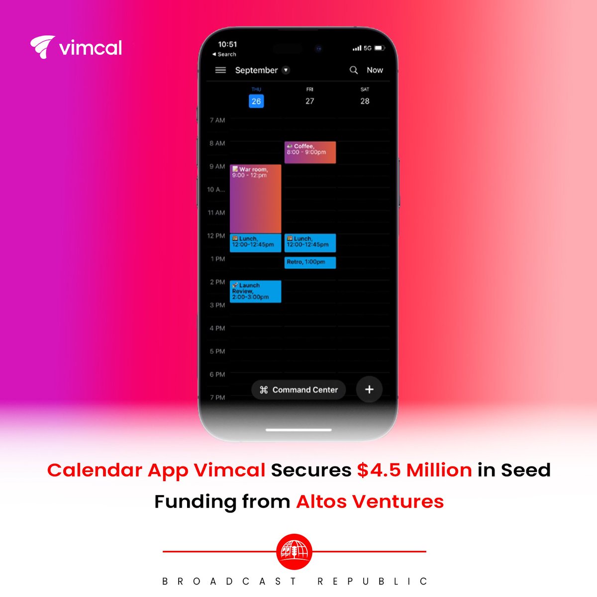 BcastRepublic's tweet image. Vimcal, a calendar app backed by Y Combinator, has raised $4.5 million in a seed funding round led by Altos Ventures. The funds will be utilized to expand the team and enhance enterprise offerings. 

#BroadcastRepublic #Vimcal #CalendarApp #SeedFunding #AltosVentures