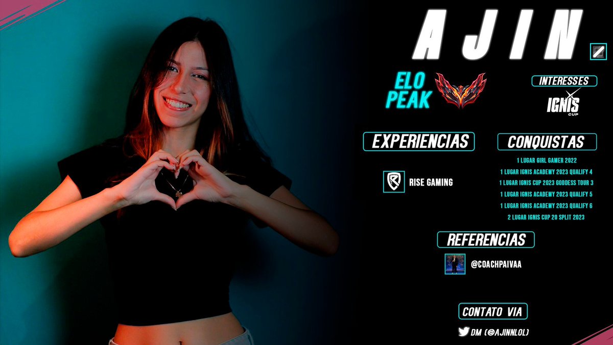 ajinlol1's tweet image. oioi gente

ainda sob contrato com a Rise, queria anunciar que estou aberta para ouvir propostas da #IgnisCup como midlaner. 

RT&apos;s e FAV&apos;s são muito apreciados 🥰❤