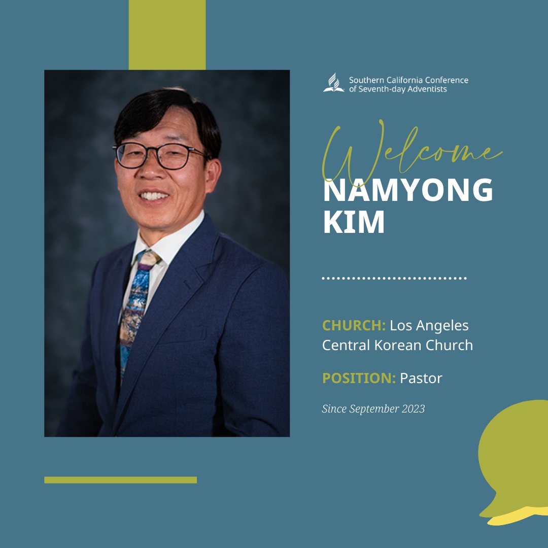 SCCAdventists's tweet photo. We are excited to share that Namyong Kim has joined Los Angeles Central Korean church as lead pastor. We are thankful that he has answered the call to continue his pastoral ministry here in SCC 😀 https://t.co/V8yqIE7orD