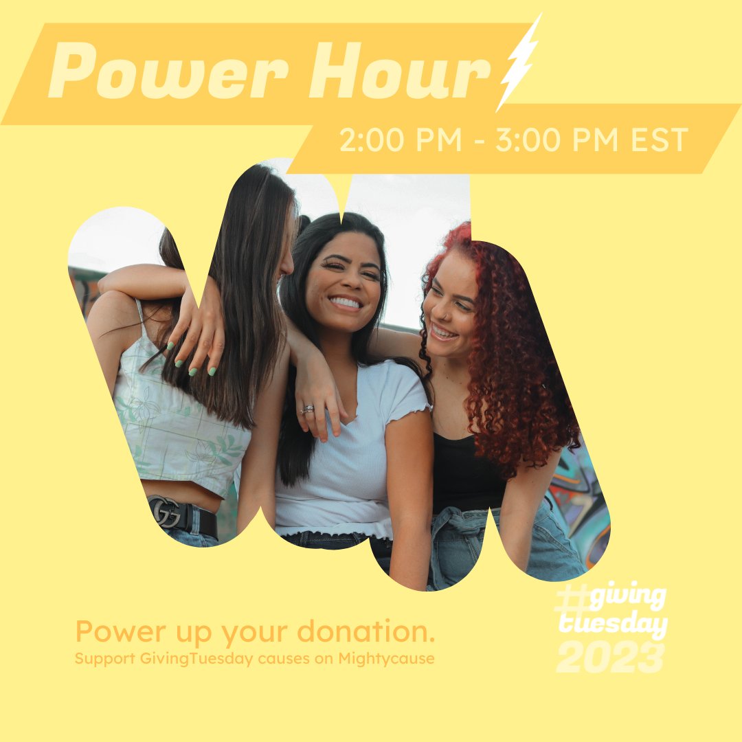 Who's ready for our next power hour?! 2 PM EST Power Hour for large organizations is LIVE NOW! The nonprofit that receives the most dollars raised on Mightycause between 2PM - 3PM EST will win $500! givingtuesday.mightycause.com #givingtuesday #mightycause