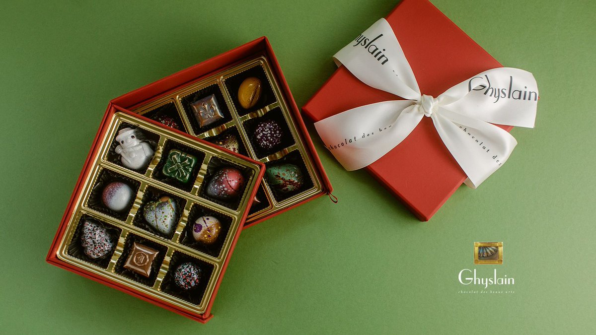 GhyslainGourmet's tweet photo. Ghyslain’s Le Montage Silver Presentoire features an assortment of gourmet chocolates from our popular Signature, Truffle Harmonie and Holiday Collections presented in an a classically elegant red 2-tiered box, tied with a branded cream satin ribbon: https://t.co/f1T6F2tDod https://t.co/63k80qoovC
