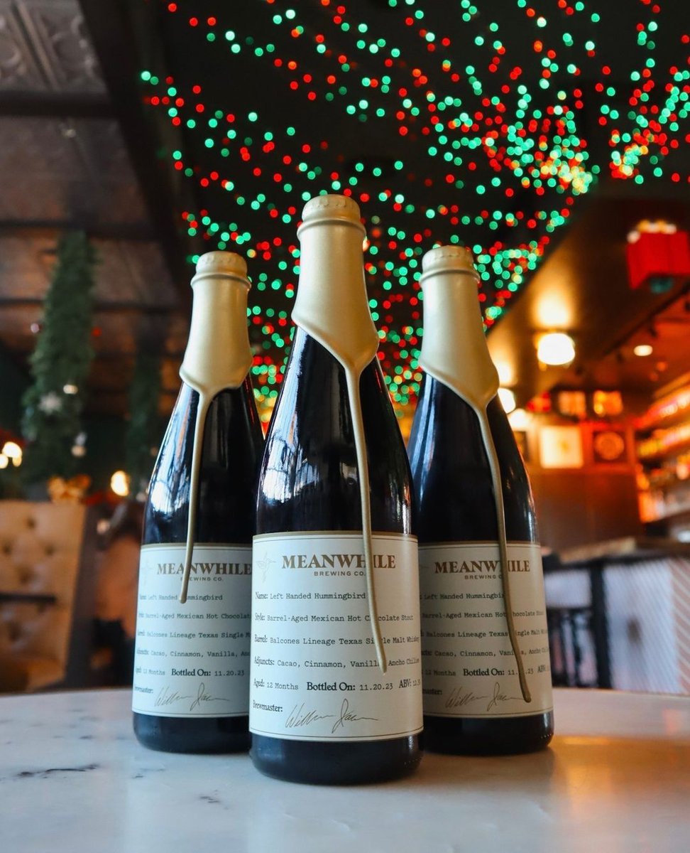 SayMyNamePR's tweet photo. It's the most wonderful time for a (bottled) beer! 🎄 

We had a blast celebrating @meanwhilebeer's first ever bottled beer release with a media event featuring sips from their winter menu paired with bites from @songbirdaustin. https://t.co/dsyFuNzwFH