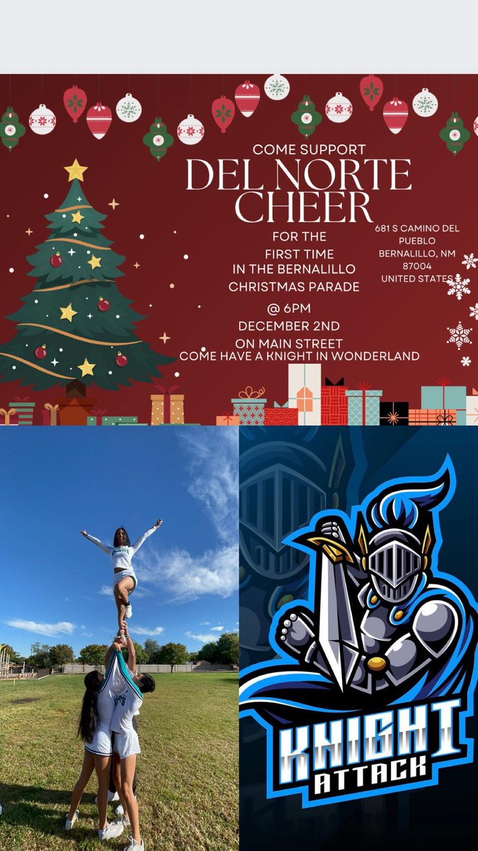Join Del Norte Cheer on Dec 2nd at the Bernalillo Christmas parade. 6pm on main street.