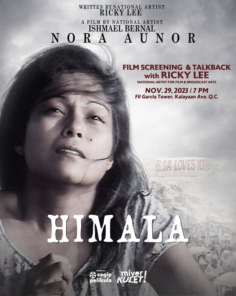 HRPECPhils's tweet photo. Para sa closing night ng MiyerKULET! JUNCTION mamaya, inihahandog ng @HRPECPhils ang FREE SCREENING ng digitally restored &amp; remastered HIMALA (1982) by 3 National Artists! 

Talkback w/ Nat’l Artist Ricky Lee!

7 p.m. | Rooftop, Fil Garcia Tower
Kalayaan Ave. cor. Mayaman St., QC https://t.co/NJS2ebGM6z