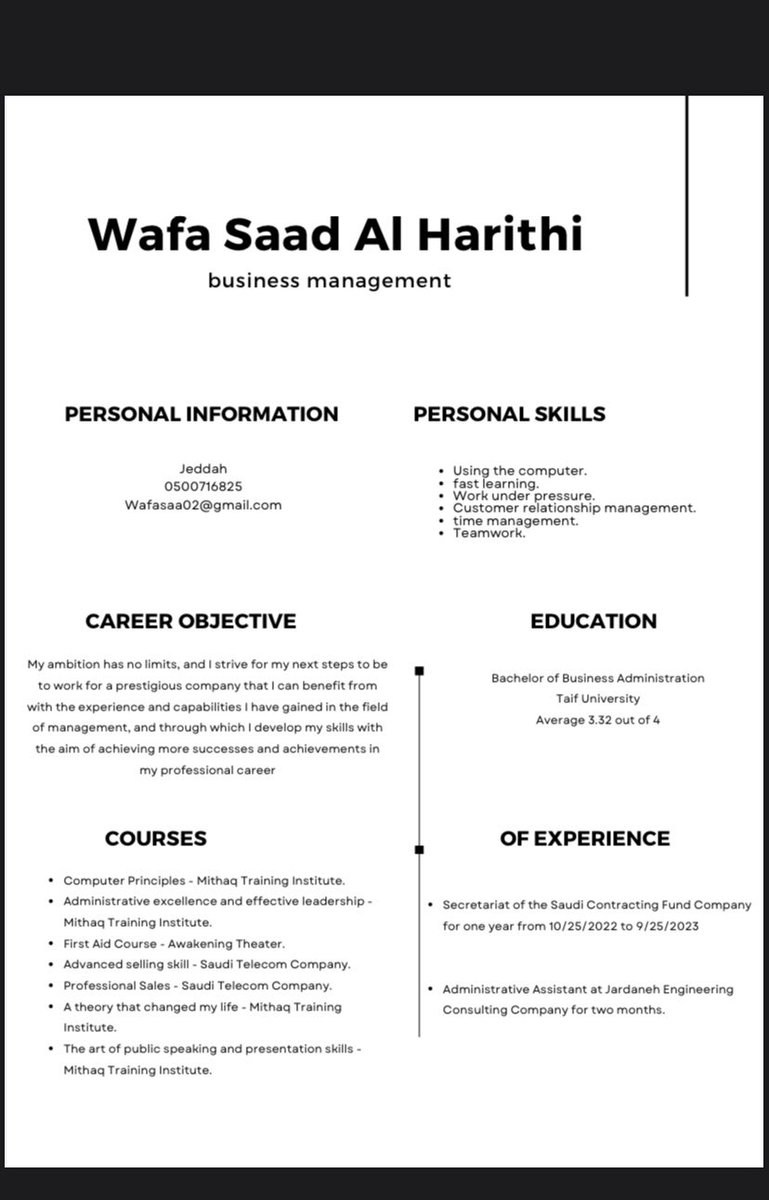 wafa055511's tweet photo. @Taras_saudi سكرتاريه او خدمة عملا مدينة جده https://t.co/DdfwsXumcz