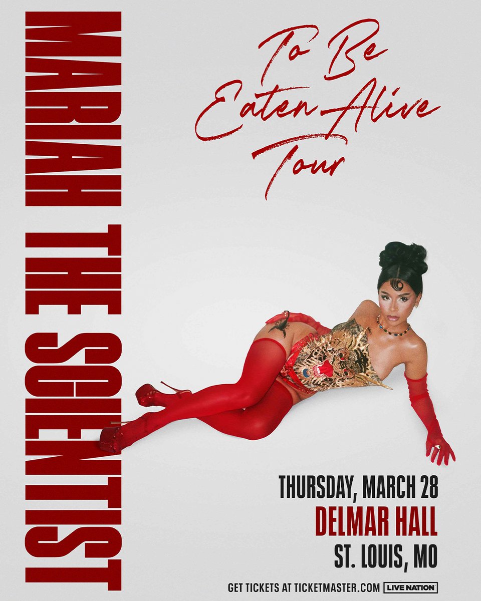 🦂JUST ANNOUNCED: Mariah the Scientist’s To Be Eaten Alive Tour is coming to Delmar Hall on March 28! Tickets on sale Fri, 12/1 (10am local). Get more info here: tinyurl.com/2j5txh9m
