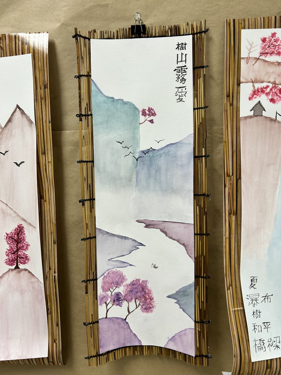 Intro to painting learned about the art form of Chinese landscapes. They also learned to control the water as these paintings have a subtle color palette. #SanEliArt #SanEliNation #SEISDPassionPeoplePurpose