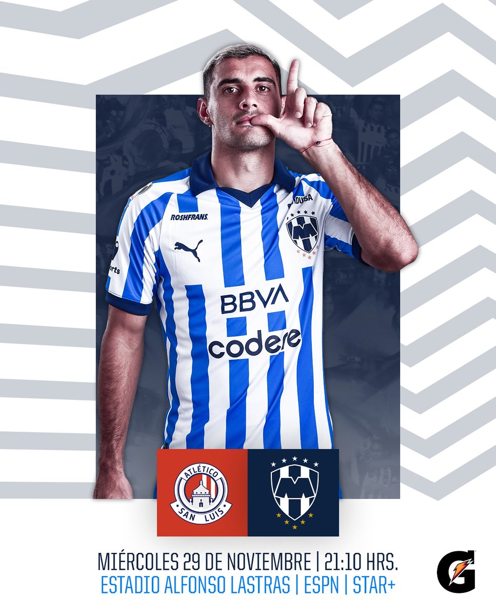 ¡HOY HAY FUTBOL!💥 ¡Con todo por el sueño!👊🏼⭐

¡Vamos los Rayados #SiempreAlFrente!🫵🏼 ¡DALE, MONTERREY!💙🤍

@Gatorademex
