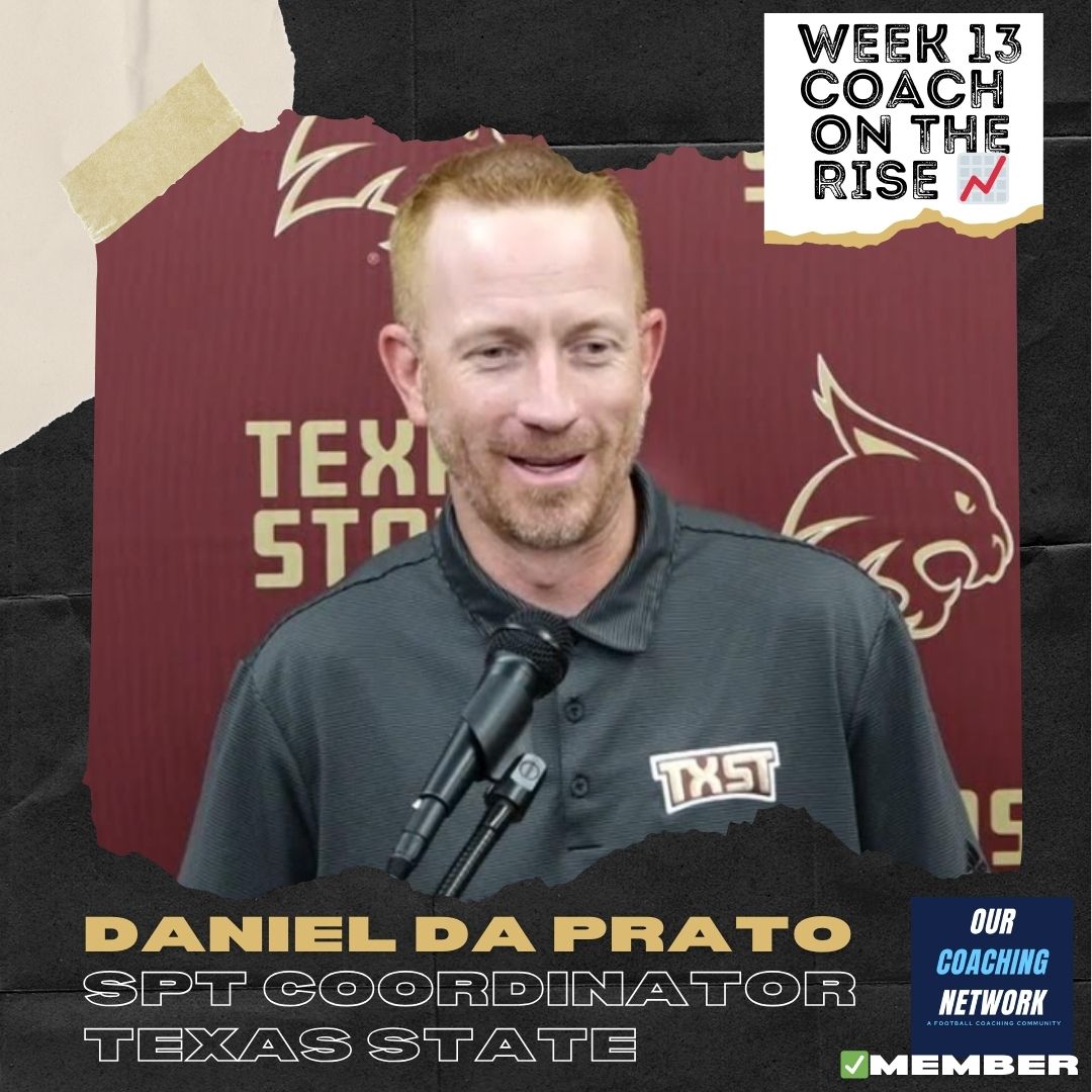 OurCoachingNet's tweet photo. 🏈Week 13 Coach on the Rise📈

Another strong week for @TXSTATEFOOTBALL including a Kickoff Return TD, 2 of 3 punts inside the 20, &amp; 8/8 on PAT/FG👏

@CoachDaPrato📈 https://t.co/ooupgRvNKx