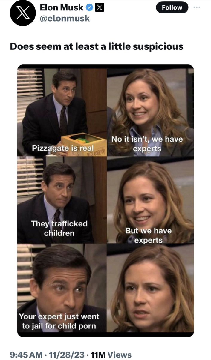 NamelessCynic's tweet image. How many times has @elonmusk fired a PR guy for running into his office and ripping the iPhone out of his hands? 

Why is he surprised he's losing advertisers?
#pizzagate #honesttoGod?