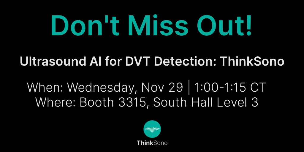 Join us for an exclusive session on Ultrasound AI for DVT Detection at @RSNA tomorrow. Discover how AI is revolutionizing diagnostics and improving patient care. See you at 1:00 CT in Booth 3315! #HealthTech #AIinHealthcare #DVTDetection