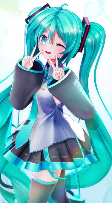 ダブルピースウインクミクさん#初音ミク 