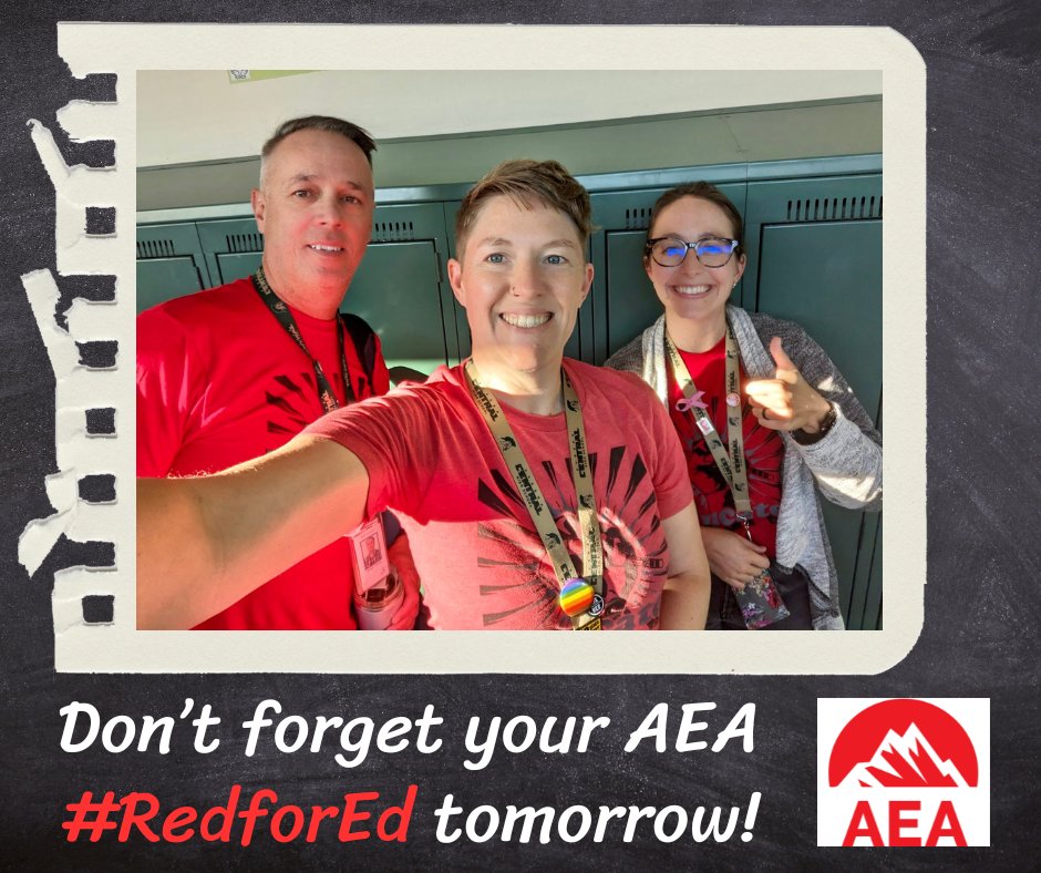 Wear your AEA Red tomorrow, and every Wednesday, to stand in solidarity with your union siblings for the teaching and learning conditions our communities deserve!

Shout out to our amazing educators at Central High School!