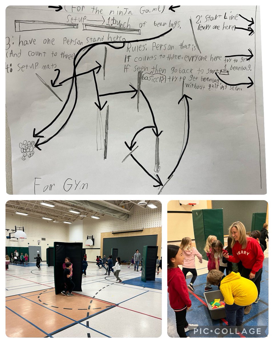 mrsbuccino's tweet photo. One of Mrs. Burke’s Gr. 3 students had a plan for the gym today. He took the time to write it out so that we would all know how to play! Amazing! So amazing that @KimIzsak just had to join in! So much fun! #ocsbLeadership #ocsbCommunication @StStephenOCSB https://t.co/YzQNkkdssK