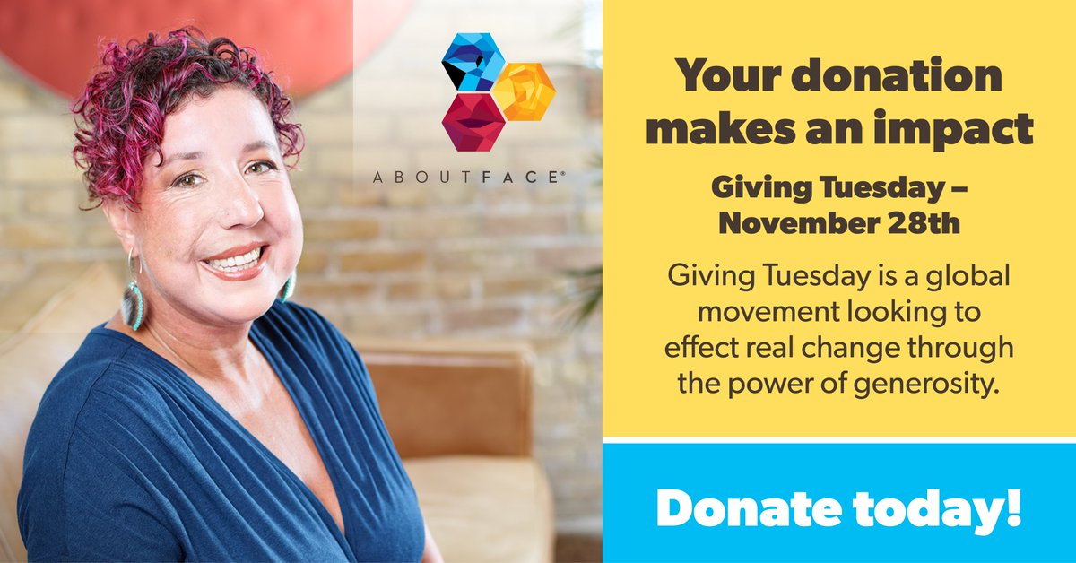 One more reminder that today is Giving Tuesday! Your support will help make a real difference in the lives of people with facial differences. Please donate today at aboutface.ca/donate-now/. We could not do what we do without you. #GivingTuesday