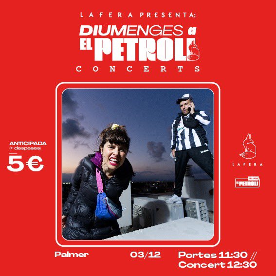 Este diumenge 3 de desembre, penúltim concert del palmerisme 2023. Ens veem a Alcoi, en concret al Petroli, a fer un vermutet punk i tecnofolklòric🍸🍸🍸. Entrades: wegow.com/es/conciertos/…