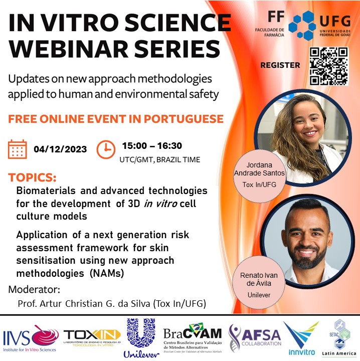 SAVE THE DATE! Join the 7h event (held in Portuguese)  “In Vitro Science Webinars Serie”  on the  December, 04th (15:00, Brasília time). This edition will focus on NAMs for human and environmental safety assessment of cosmetic ingredients  without the animal experimentation.