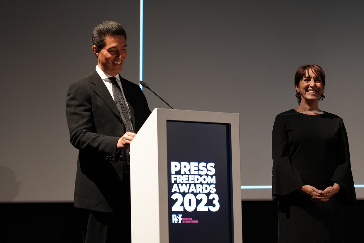 cdeloire's tweet photo. Congratulations to the winners of the 31st @RSF_inter Press Freedom Awards presented tonight in #Brussels : Mohamed Radwan (courage prize), @JPBarrientosH (impact prize), Jose Rubén Zamora (independence prize) et @_KarinePierre_ (Lucas Dolega-SAIF photo prize). https://t.co/Xm7k8tP5AC
