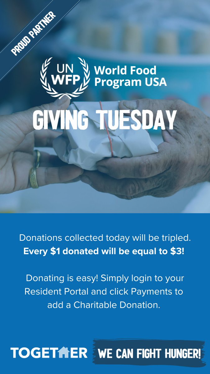 'Tis the season of giving and today on #GivingTuesday, we are proud to share the exciting news of our Together Program Partnership, <a href="/WFPUSA/">World Food Program USA</a>. We believe in the power of collective action to create meaningful change. Donate today! #WeAreTrinity