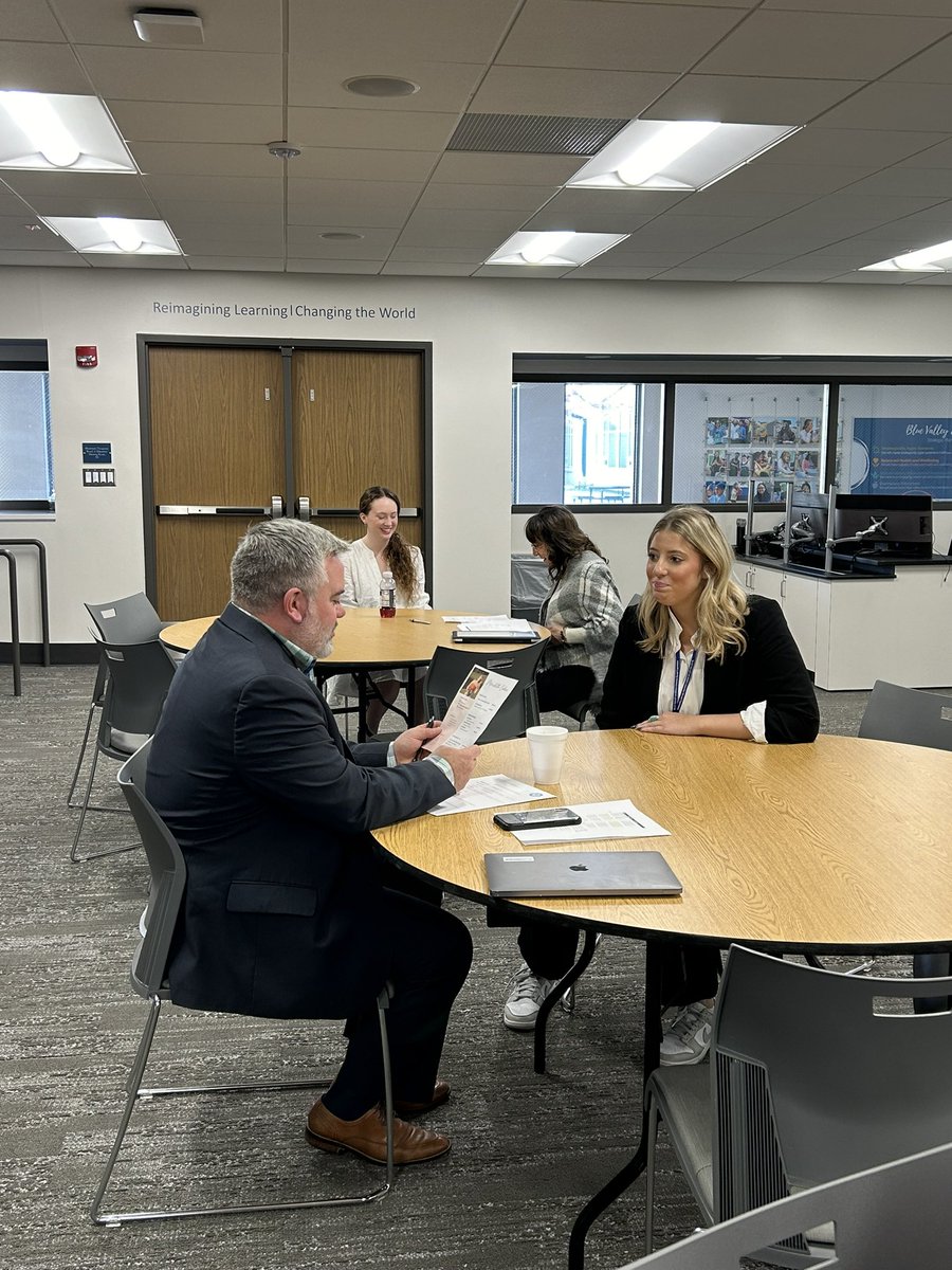 KellyWessel's tweet photo. @wevegotclass 🤩WOW🤩Feeling so inspired &amp; hopeful! @BVSchoolsHR team spent the day in mock interviews w/our students in the educator pathway @BVCAPS. We cannot wait to watch them develop thru the years &amp; bring them back to join our exemplary staff in @bvschools! 💙@mckenzie_937 https://t.co/UFQVhmWmAm