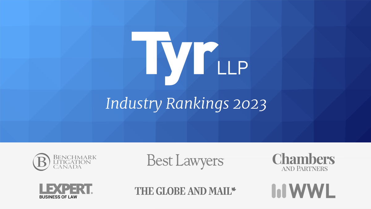 TyrLLP's tweet photo. Tyr and its lawyers have been recognized once again by Lexpert, Chambers, Benchmark, Best Lawyers and Who’s Who Legal among others. To review Tyr’s rankings, please click here https://t.co/HB79jOwI0z #TyrLLP https://t.co/aDaT8H8hK5