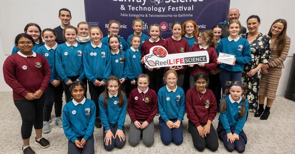 scoilboyle's tweet photo. Congratulations to 5th class who were awarded 3rd place in Ireland for their Science Reel, during Science Week. The children, along with Principal Mike Solan, teacher Clíodhna O Donnell and Dr Katie Hussey attended the awards ceremony during Science Week in NUI Galway. 👏 to all https://t.co/Q7rKXHlHWy