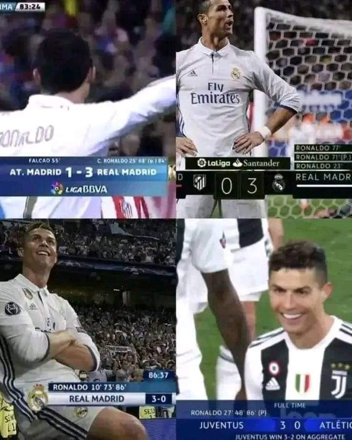 No player has ever scored a hatrick against Diego Simeone's Atletico Madrid 

But Cristiano Ronaldo has done it 4 times!