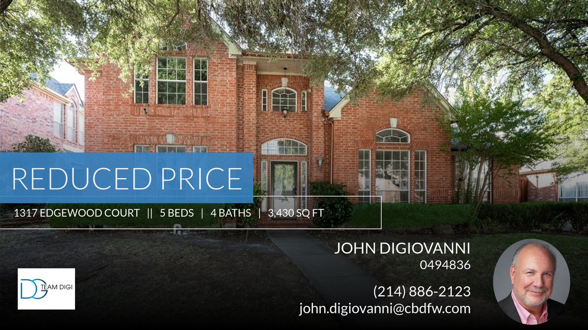 JohnWDiGi's tweet photo. 📍 Reduced Price 📍 This recently reduced home at 1317 Edgewood Court in Carrollton won't last long, so, don't wait to set up a showing! Reach out here or at (214) 886-2123 for more information!

John DiGiovanni, Realt... https://t.co/MrlxLBhG9O https://t.co/DQr7RqoNjw