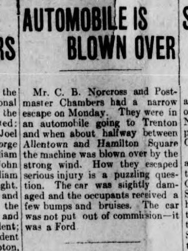 klopeks's tweet image. New Jersey winter winds have always been awful.  In 1914, this guy's car blew over near Allentown.