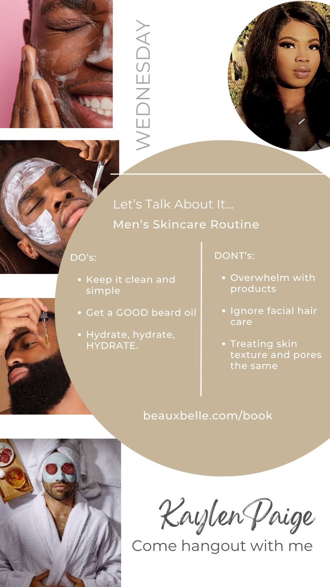 KaylenxPaige's tweet photo. Men’s Skincare Routine is important! Want healthy skin come check me out @BeauxBelle_ BOOK NOW! https://t.co/MujiEw9QFd https://t.co/fw6mYa2T9p