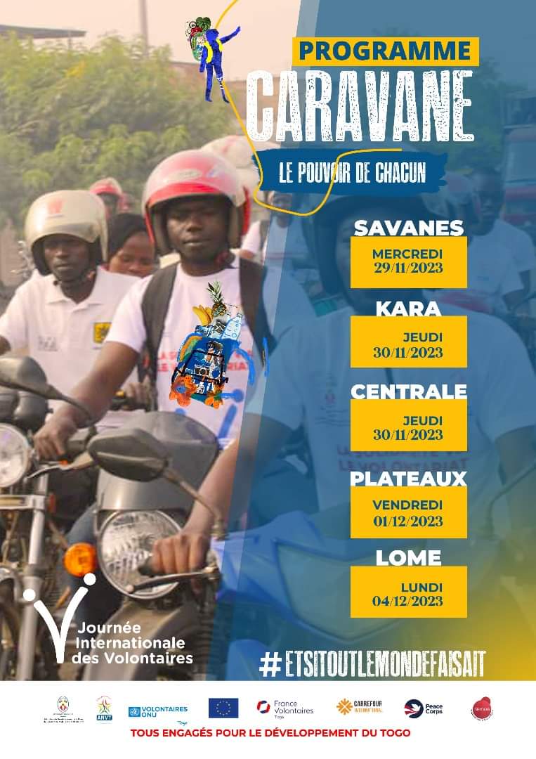 AudreyPrincia's tweet photo. #top_départ pour la #Caravane_Nationale_du_Volontariat au Togo.
Dans le cadre des festivités de la Journée Internationale des Volontaires (JIV), une caravane nationale du volontariat, du 29 novembre au 04 décembre 2023.
#Caravane
#JIV2023
#Et_Si_Tout_Le_Monde_Faisait
#Anv https://t.co/SfzFp1rewZ