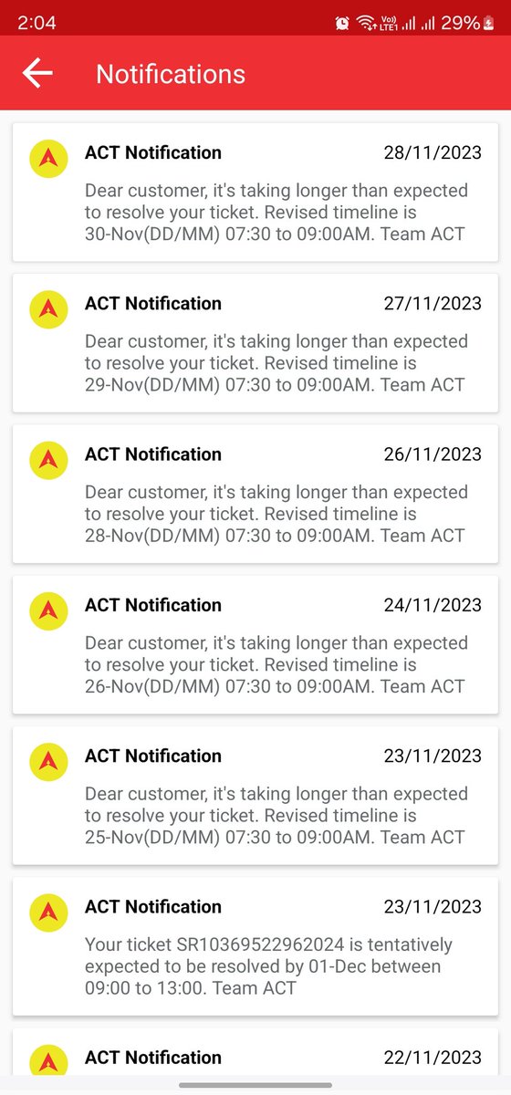 333SANJAI333's tweet image. Why does @ACTFibernet  keeps on revising ETA day by day which spoils my day to day planing. #actfibernet #fakepromises #falsecommitment #dayspoiler
