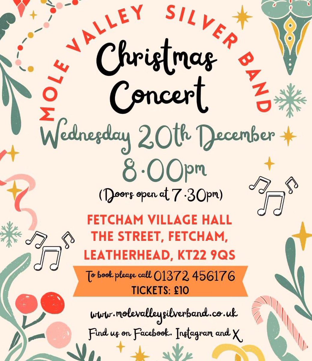 MoleVSBand's tweet photo. Come follow the band! 
MVSB are busily rehearsing for our Christmas Concert. Join us for all the festive feels and a few mince pies! 

#mvsb #Surrey #brassband #silverband #fetcham #molevalley #christmasconcert #surreyhills 🎺 🎶 🎄 https://t.co/ZzxSoamBXu